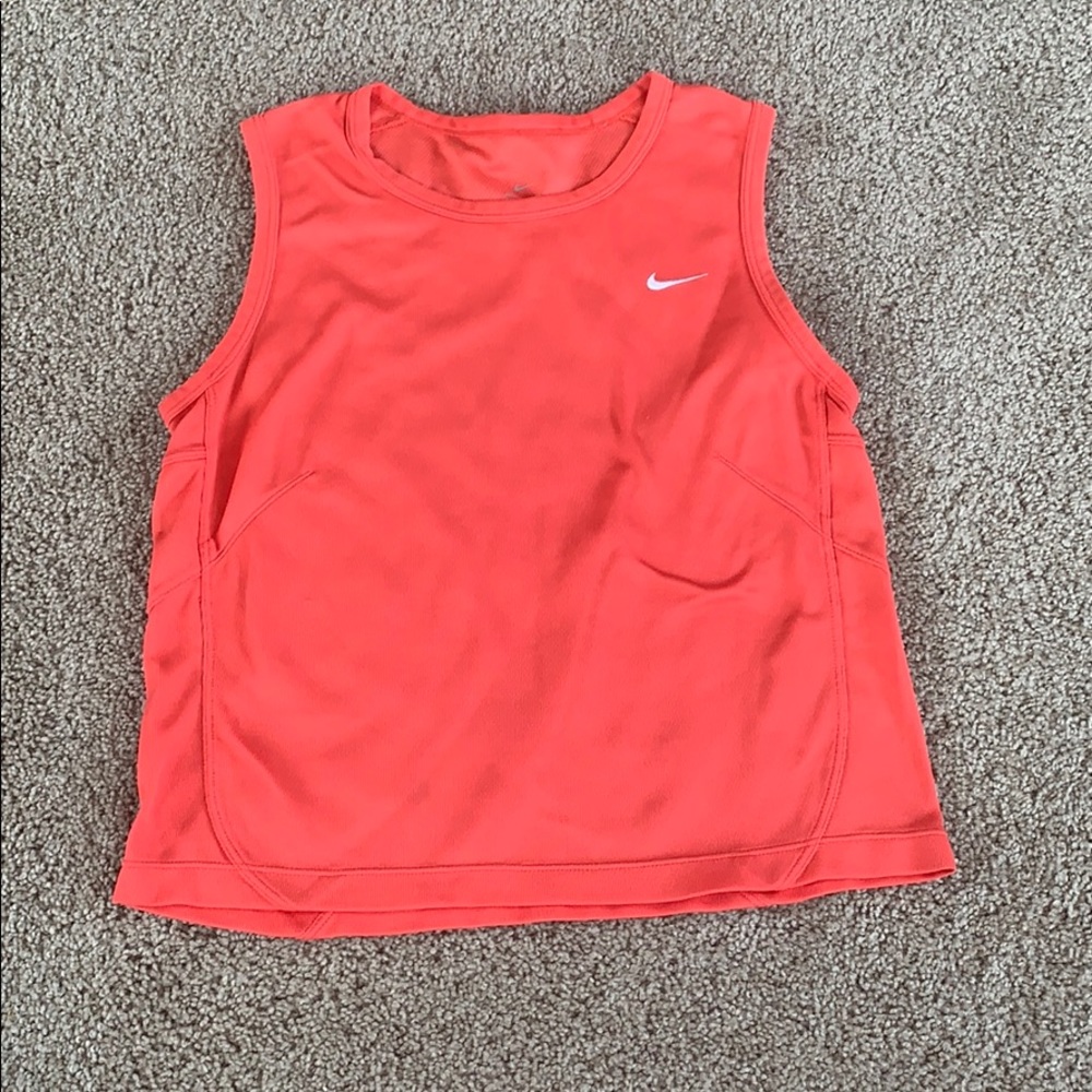 Red Nike athletic tank top